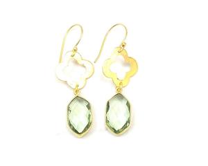 Boucles d'oreilles en améthyste verte Druzy à la mode en laiton plaqué or CZ pierre de naissance Style bohème bijoux suspendus en pierres précieuses - Product Image 5