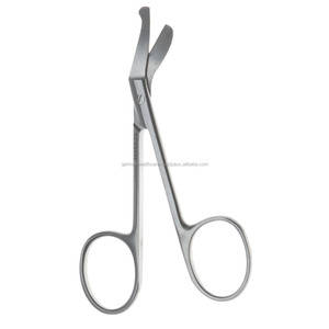 Ciseaux de stomie incurvés avec des pointes émoussées Ciseaux de stomie pour sac de colostomie Plaque de base de stomie Ciseaux de stomie chirurgicaux en acier inoxydable - Product Image 1