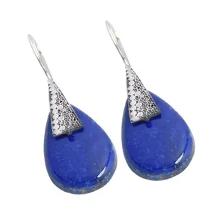 Hoop Earring 925 Sterling Silver Lapis Gemstone Earring For Woman And Girl Wholesaler And Supplier