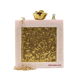 Sequein Pattern <b>Frame</b> Vintage Fashion Resin Acrylic Clutch Bag Purses - Product Image 1