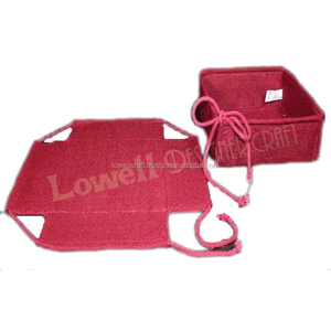 <b>Red</b> Non-Woven Fabric 7 Inch Storage Basket with <b>Bow</b> Decoration for Daily Use - Product Image 5