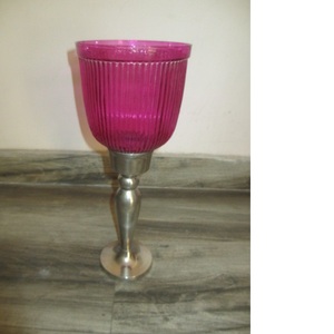 PORTAVELAS HURACANE CON COPA DE CRISTAL COLOR AMBAR - Product Image 2