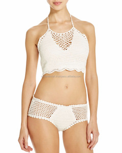 Moderno Bikini de Crochet de Algodón Color Marfil para Adolescentes - Product Image 1