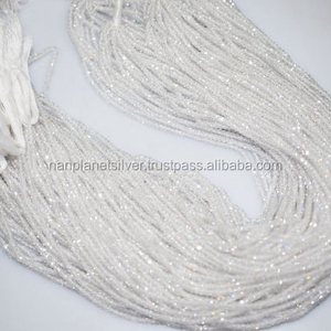 Hilo de cuentas de Rondelle facetado de circonia cúbica blanca - Product Image 1