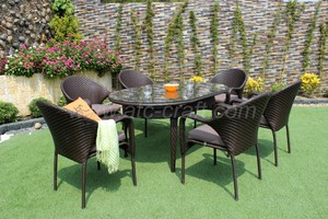 Juego de comedor de ratán de resina Simple, 6 piezas para jardín al aire libre - Product Image 2
