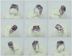 แหวนอเมทรีนสีเหลืองและสีม่วงธรรมชาติพร้อมเพทายในสเตอริง925 - Product Image 2