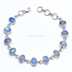 925เครื่องประดับเงินสเตอร์ลิงมูนสโตน Labradorite โกเมนสร้อยข้อมือพลอยสีฟ้าครามเงินสร้อยข้อมือแฮนด์เมดของขวัญสำหรับเธอ - Product Image 1
