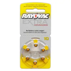 Piles bouton pour appareil auditif numérique, taille 10, fabriquées aux États-Unis, modèle -10, recommandées par Cochlear - Product Image 1