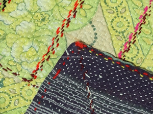 Sari de Algodón Vintage al por Mayor, Sari Reciclado Cosido con Kantha, Colcha de Sari - Product Image 5