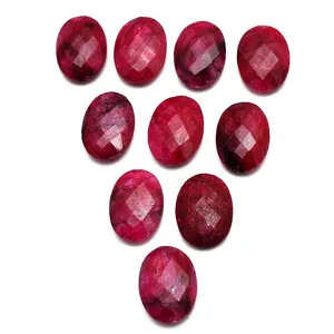 Оптовая цена крашеный рубиновый овальный граненый драгоценный камень