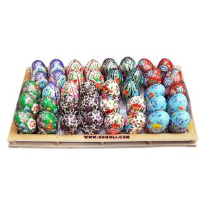 Hand painted aqua blue flower on wooden <b>plastic</b> easter eggs wholesale - Product Image 6