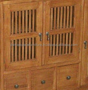 MEUBLES EN BOIS D'INTÉRIEUR - MEUBLES INDONÉSIENS EN BOIS DE TECK MEUBLE TV 3 TIROIRS 4 PORTES - Product Image 3
