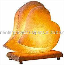 Lampe au sel de l'Himalaya en forme de double coeur de qualité supérieure Lampes en forme de coeur unique-Sian Enterprises - Product Image 2