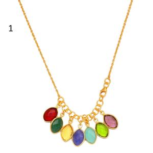 Collier avec pendentif en pierre précieuse pour la naissance, plaqué or, 9x12mm, médaillon découpé, Design personnalisé - Product Image 1