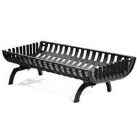 OMG Industries Grille de cheminée en fonte noire Barbecue à charbon d'extérieur dans la cheminée Support à bois et foyer