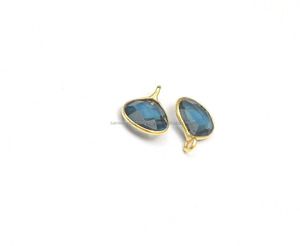 Iolite Quartz Natural Multi Gemstone Findings <b>Heart</b> <b>Shape</b> Gold Plated Making Single Bail Faceted Handmade Connector - Product Image 5