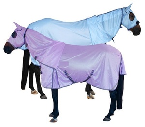 Couverture de cheval d'été de haute qualité en maille respirante avec capuche intégrée, doublure en nylon et sans rembourrage - Product Image 3