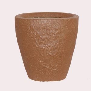 Olla ovalada tallada a mano de piedra de dolomita marrón hecha en Vietnam - Product Image 1