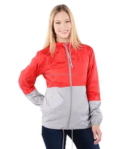 Latest Zip Design Colorful Fashion Women Custom Printed 100% polyester Nylon Anorak Windbreakers Jackets coat