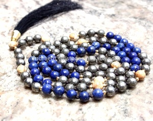 Collar de cuentas Mala 108 hecho a mano más vendido por artista indio estilo clásico con borla para budismo regalos religiosos para fiestas - Product Image 1