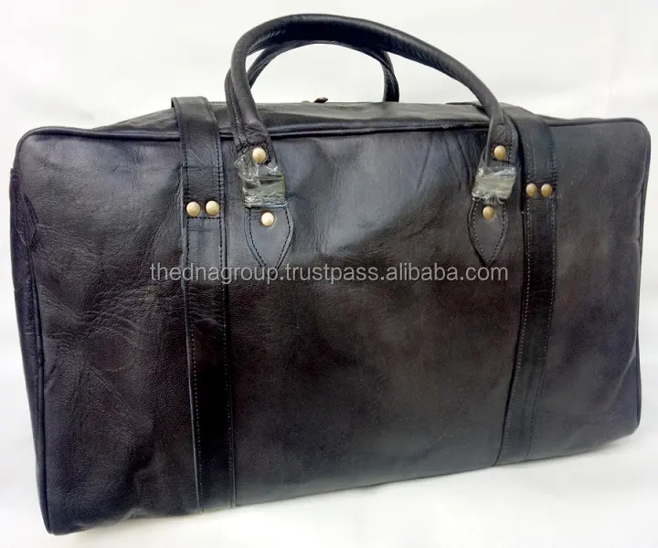 Индийские самые требовательные сумки известного бренда черного цвета багажные вещевые сумки унисекс из натуральной кожи дорожная сумка