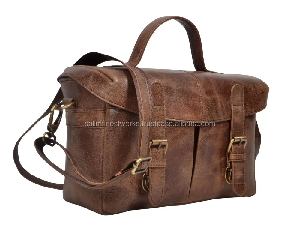 Vintage Leather Best Selling Leather Big Size Photo Messenger Bag for Camera and Studio For Outdoor