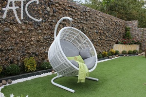 Fauteuil balançoire d'extérieur en rotin PE synthétique, style hamac, modèle moderne, haute qualité - Product Image 3