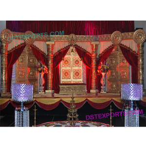 Paneles de puerta tradicionales, instalación de escenario de boda, último fabricante de escenario de fibra de boda, decoración de escenario de boda india - Product Image 1
