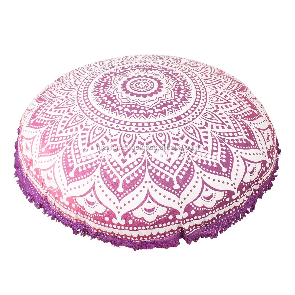 Travesseiro roxo grande de mandala 32 ", almofada de meditação, cobertura de assento, hippie, decorativo, boêmio, saco indiano, ottoman