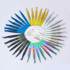 Pince à cils enduite de plasma arc-en-ciel pince à épiler d'extension de cils de volume de poignée de diamant de vente chaude professionnelle - Product Image 6