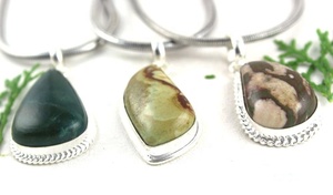 Colgante hecho a mano de jaspe de coco con piedra de sangre en forma de mezcla de plata de ley 92,5 para mujeres, joyería para niños, piedras preciosas naturales - Product Image 5