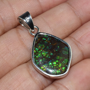 Pendentif Unique en Ammolite arc-en-ciel en argent Sterling 925, fabricant de bijoux en pierres précieuses, expéditeur et grossiste - Product Image 6