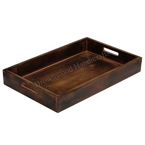 Plateau en bois rectangulaire fait à la main de haute qualité pour la maison et la cuisine plateau de service de vente chaude pour plusieurs utilisations plateau personnalisé - Product Image 1