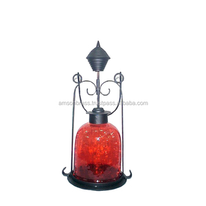 Portavelas de cristal rojo y hierro, diseño de lujo, para decoración de iluminación del hogar, sala de estar, apliques de pared - Product Image 1