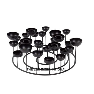 Portavelas Redondo de Metal Color Negro Brillante, Moderno y Decorativo, de Uso Múltiple, Gran Venta - Product Image 1