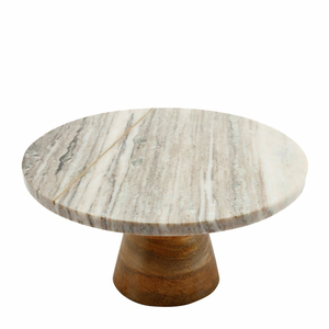 Soporte de mármol para pastel con Base de madera - Product Image 1