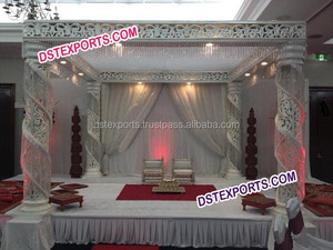 Juego de Mandap de cristal de boda dorado Mandaps de cristal brillante para decoraciones de bodas reales - Product Image 6