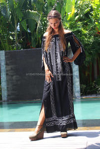 ชุดเดรส Banjara ปักลายโบฮีเมียน,ชุดกระโปรงแม็กซี่เดรสสไตล์โบฮีเมียนชุดชายหาดเปิดไหล่แบบเซ็กซี่สินค้าโรงงาน - Product Image 2