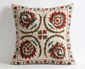 ปลอกหมอนอิงปักลาย Suzani Decor,ปลอกหมอนอิงอินเดียสีล้วนเนื้อนุ่มมากสำหรับตกแต่ง - Product Image 4