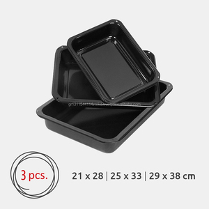 Eco Friendly Enamel Rectangular <b>Baking</b> Tray <b>set</b> of 3 28cm, 33cm and 38cm suitable for Oven - Product Image 2