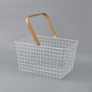 Rectangle Stackable Storage Wire <b>Basket</b> Case <b>with</b> <b>Handle</b> - Product Image 5