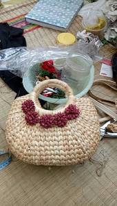 Bolsa de paja de playa de Vietnam con pompón - Product Image 3