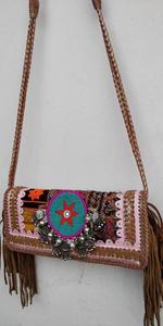 Stylish <b>Vintage</b> Indian Ethnic Clutch <b>Purse</b> for Women with Zipper Closure Hand Embroidery Cotton Fabric and Boho Design - Product Image 2