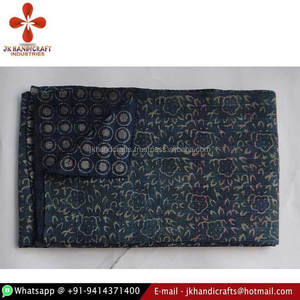 Wholesale Indigo Dabu Printing Cotton Kantha Reversible Sari <b>Quilt</b> - Product Image 1