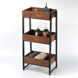 Un support de rangement de salle de bain écologique à 3 niveaux avec planche en bois massif pour hôtel - Product Image 6