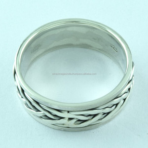 Anillo giratorio de plata de ley 92,5 Unisex, joyería de fiesta de compromiso de boda con incrustaciones de teléfono directo de la India, regalo mayorista - Product Image 4