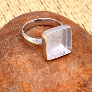 Anillo de Plata de Ley 925 en blanco hecho a mano con forma cuadrada para unisex. Fabricación Mayorista DE CASA DE PLATA. - Product Image 5