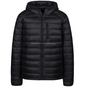 <b>Men's</b> High Quality <b>Lightweight</b> Woolen Hooded Puffer Down <b>Jacket</b> Bubble Winter <b>Jacket</b> with Zipper Closure and Polyester Filling - Product Image 1