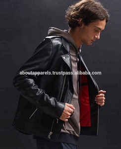 Veste en cuir de moto d'agneau de haute qualité très vendue avec fermeture éclair pour hommes - Product Image 5