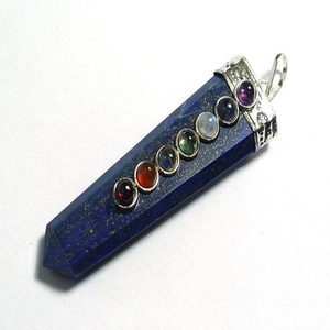 Pendentif en cristal lapis lazuli pendentif plat pierre précieuse pierre de guérison crayon plat cristal pierre précieuse agate collier grossiste - Product Image 1
